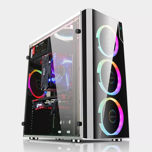 370*188*412mm Gaming Computer PC Case Acrylic Full-side Transparent RGB Vertical Water Cooling Chassis ATX desktop gamer case